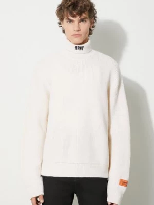 Heron Preston sweter wełniany Hpny Knit Rollneck męski kolor beżowy z golferm HMHA006F23KNI0010410