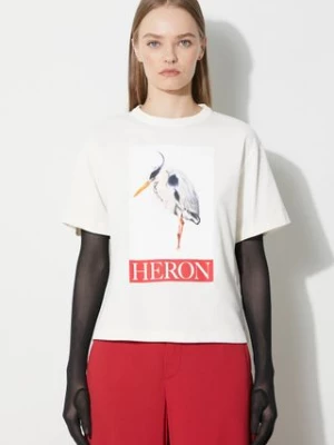 Heron Preston t-shirt bawełniany Heron Bird Painted Ss Tee damski kolor beżowy HWAA032F23JER0040425