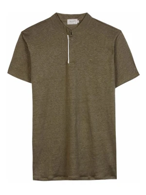 Herrlicher Lniana koszulka "Scoop" w kolorze khaki rozmiar: M