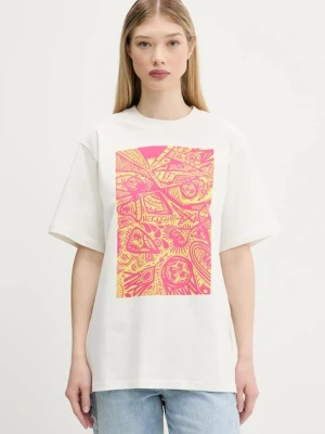 Herschel t-shirt bawełniany kolor beżowy z nadrukiem 50546-05977
