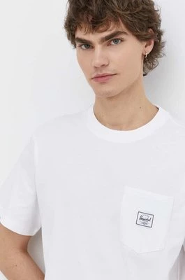 Herschel t-shirt bawełniany męski kolor biały gładki