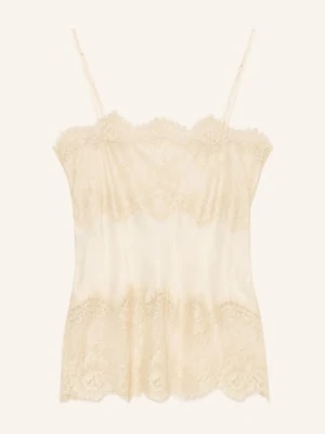 Herskind Satynowa Bluzka Linnea Z Koronką beige