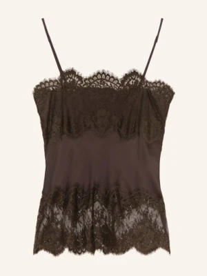 Herskind Satynowa Bluzka Linnea Z Koronką braun