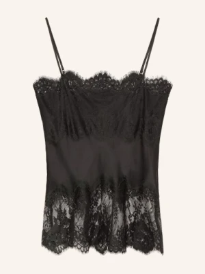 Herskind Satynowa Bluzka Linnea Z Koronką schwarz