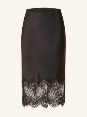 Herskind Satynowa Spódnica Herbert Z Koronką schwarz