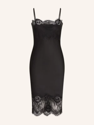 Herskind Satynowa Sukienka Linus Z Koronką schwarz