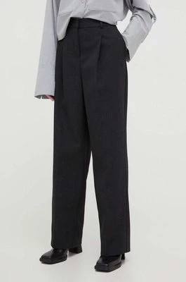 Herskind spodnie z domieszką wełny Theis kolor szary fason chinos high waist