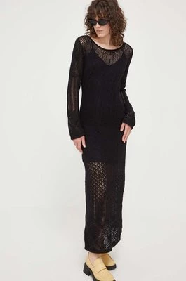 Herskind sukienka bawełniana kolor czarny maxi prosta