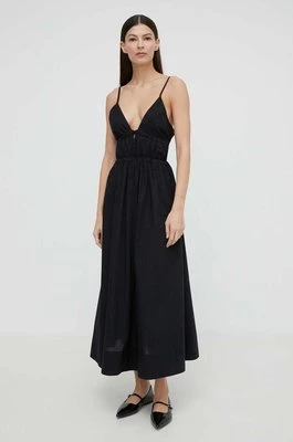 Herskind sukienka bawełniana Miranda kolor czarny maxi rozkloszowana 5192118