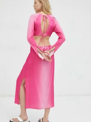 Herskind sukienka kolor różowy maxi prosta
