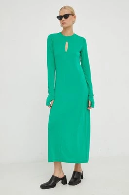 Herskind sukienka kolor zielony midi dopasowana
