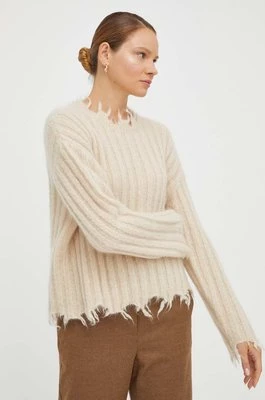 Herskind sweter wełniany damski kolor beżowy