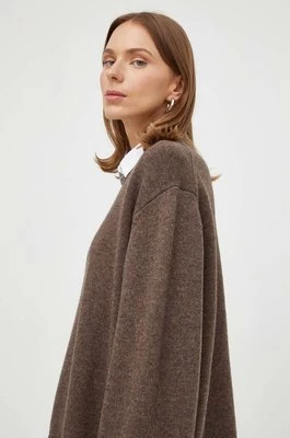Herskind sweter wełniany damski kolor brązowy
