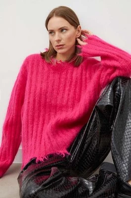 Herskind sweter wełniany damski kolor różowy