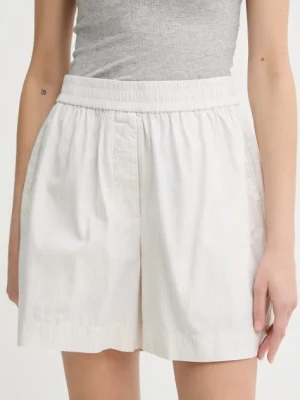Herskind szorty bawełniane Alma damskie kolor beżowy wzorzyste high waist 5564172