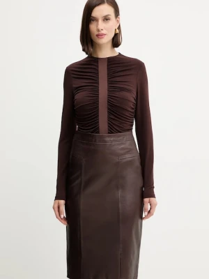 Herve Leger bluzka Veronica damska kolor brązowy gładka RMJ1498061