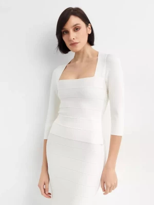 Herve Leger Dopasowany biały top