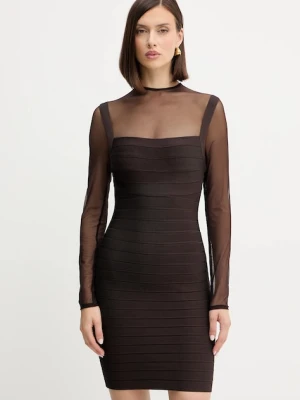 Herve Leger sukienka Amy kolor brązowy mini dopasowana HLT8539685