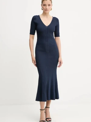 Herve Leger sukienka Aria kolor granatowy midi dopasowana DCR8524128