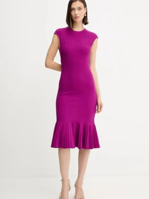 Herve Leger sukienka Bridget kolor fioletowy midi rozkloszowana DGR8535468
