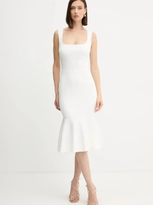 Herve Leger sukienka Camille kolor biały midi rozkloszowana DSP8535748