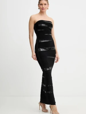 Herve Leger sukienka Chiara kolor czarny maxi dopasowana SEQ8550509