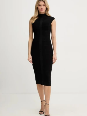Herve Leger sukienka Davina kolor czarny midi dopasowana HLT8567266