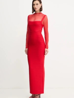 Herve Leger sukienka Ella kolor czerwony midi dopasowana HLT8525928