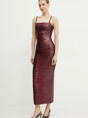 Herve Leger sukienka Gemma kolor bordowy maxi dopasowana HFL8503778