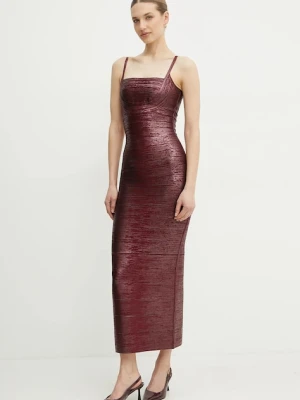 Herve Leger sukienka Gemma kolor bordowy maxi dopasowana HFL8503778
