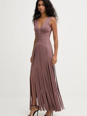 Herve Leger sukienka Harlow kolor brązowy maxi dopasowana FRI8549951