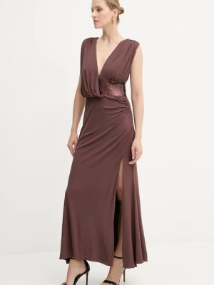 Herve Leger sukienka Lucille kolor brązowy maxi prosta SEJ8524861