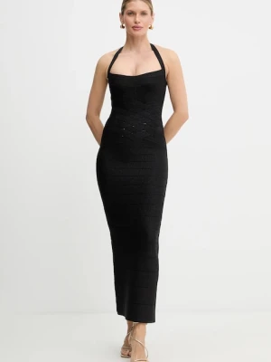 Herve Leger sukienka Maxine kolor czarny maxi dopasowana HLM8551109