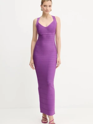 Herve Leger sukienka Sutton kolor fioletowy maxi dopasowana HLT8497963