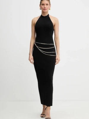 Herve Leger sukienka Sybil kolor czarny maxi dopasowana HLT8551197