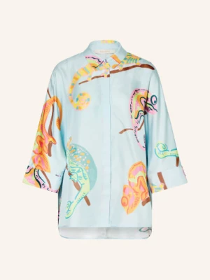 Herzens Jedwabna Bluzka Z Rękawami 3/4 blau