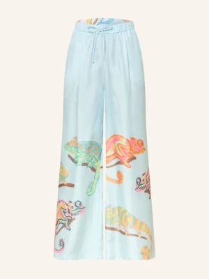 Herzens Spodnie Z Jedwabiu Typu Marlene blau