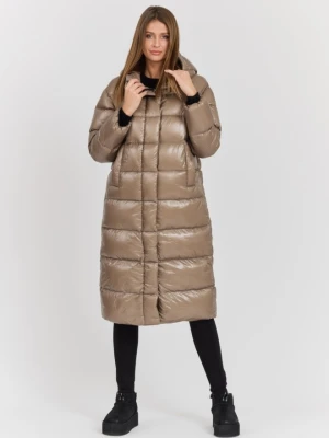 HETREGO Beżowy damski płaszcz puchowy Tara Woman Oversized Quilted Coat, Rozmiar 36 EU - 40 IT