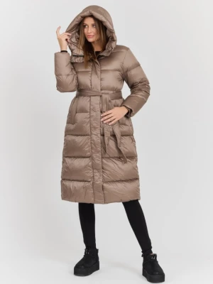 HETREGO Beżowy damski puchowy płaszcz Karen Woman Quilted Coat, Rozmiar 40 EU - 44 IT