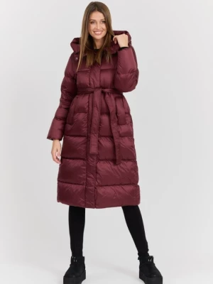 HETREGO Bordowy damski puchowy płaszcz Karen Woman Quilted Coat