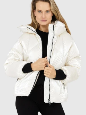 HETREGO Perłowa kurtka damska z kapturem Muriel, Rozmiar 40 EU - 44 IT