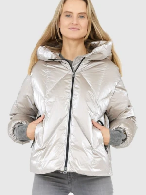 HETREGO Srebrna kurtka damska z kapturem Muriel, Rozmiar 40 EU - 44 IT