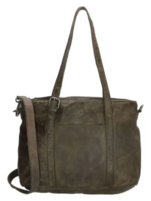 HIDE & STITCHES Skórzana torebka w kolorze oliwkowym - 33 x 26 x 12 cm rozmiar: onesize