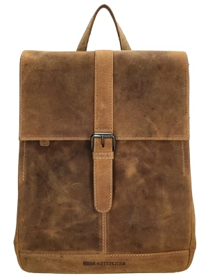 HIDE & STITCHES Skórzany plecak w kolorze jasnobrązowym - 25,5 x 32,5 x 12 cm rozmiar: onesize