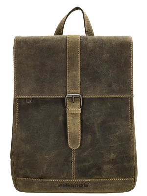 HIDE & STITCHES Skórzany plecak w kolorze khaki - 25,5 x 32,5 x 12 cm rozmiar: onesize