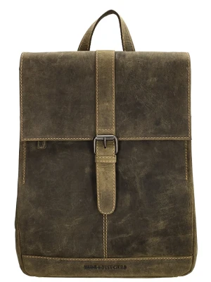 HIDE & STITCHES Skórzany plecak w kolorze khaki - 25,5 x 32,5 x 12 cm rozmiar: onesize