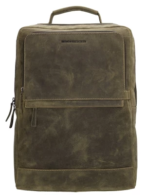 HIDE & STITCHES Skórzany plecak w kolorze khaki - 30 x 40 x 10 cm rozmiar: onesize