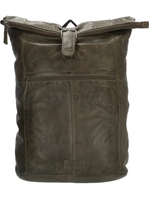 HIDE & STITCHES Skórzany plecak w kolorze oliwkowym - 33,5 x 46 x 14 cm rozmiar: onesize