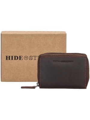 HIDE & STITCHES Skórzany portfel "Japura" w kolorze ciemnobrązowym - 11 x 8 x 2,5 cm rozmiar: onesize