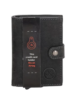 HIDE & STITCHES Skórzany portfel w kolorze czarnym - 7,5 x 10,5 x 1 cm rozmiar: onesize
